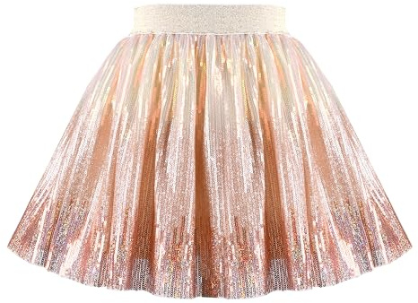 Sunny Fashion Girls Skirt Gold Gradient Elastic Sequin Tutu Ballet Size 6
