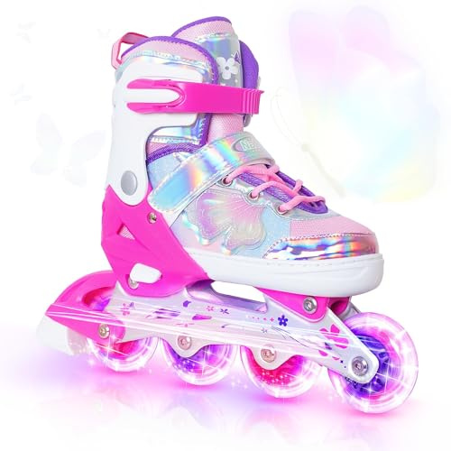 Kids Adjustable Inline Skates for Girls and Boys Blades Roller Light up Wheels