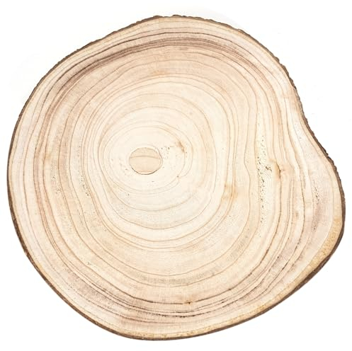 HERZONE 28~32cm Paulownia Holzscheiben Holzscheiben zum Basteln, 1stk Polierte Holzplatte Rund aus Natürlichem Paulownia-Holz, (30~32cm/1pcs)
