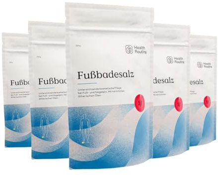 Health Routine Fußbadesalz — Sale da pediluvio con olio di tea tree — Confezione da 5 pezzi per la cura e l'igiene dei piedi — Con ingredienti attivi naturali al 100%