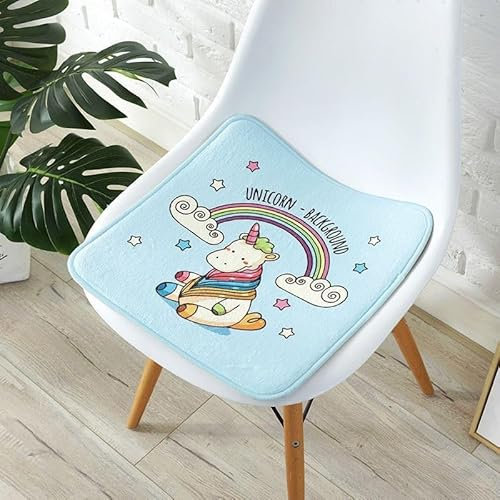 champracer Sitzkissen Kinder Runde Stuhlkissen Sitzkissen Stuhl Sitzpolster, Waschbare Weiche Komfort Stuhlauflage als Kissen für Outdoor Indoor Gartenstuhl (Regenbogen Einhorn,30 x 30 cm)