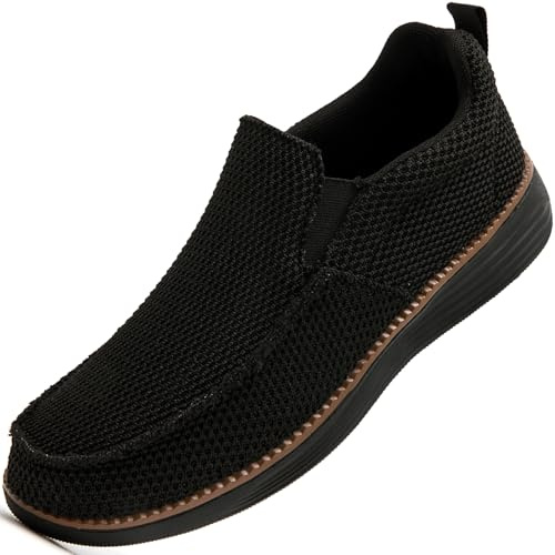 KTVHYW Loafer Slip On Sneakers Tofflor skor löparskor mockasiner, svart, 44 EU
