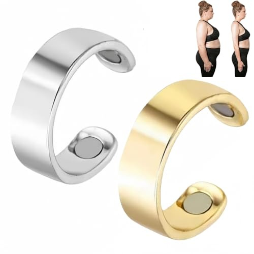 ShengQiu 2 anelli Cal/mi, anelli magnetici in rame per donne e uomini, anelli cal/mi Mag/netic, regolabili ma/netic Rin/g, anello intelligente, ansia Rin/g, 1, Pietra