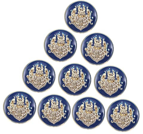 Veemoon Botones Metálicos Decoración de Ropa 24l Azul Dorado 10 Unidades Estilo Occidental Manualidades DIY Prendas Abrigo Traje Invierno
