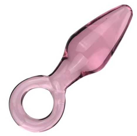 TGHYRF Godemiché anal en verre cristal SM avec poignée ronde, perles anales, jouet sexuel for la masturbation de la prostate, de l'anus et du vagin, for hommes et femmes(Pink Rosa)