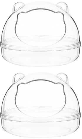 Kichvoe 2 Bañeras Pequeñas Transparentes para Hámster, Caja de Baño Visible y Anti-Polvo, Contenedores de Plástico para Arena, Suministros para Mascotas Pequeñas como Chinchillas