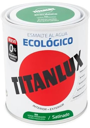 Titanlux Esmalte Al Agua Titanlux Ecológico Satinado 750 Ml, 516 Verde Primavera