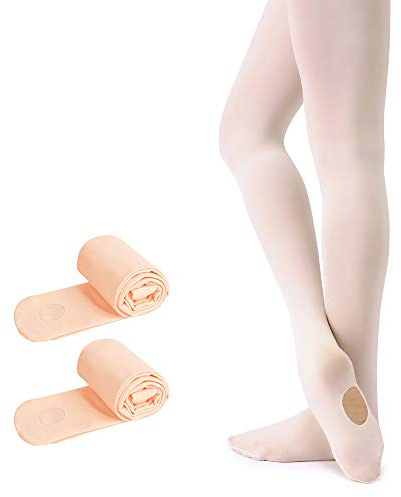 Soudittur Medias Convertibles de Ballet Danza Para Niñas y Mujer 90 DEN en Rosa 2 Pares, L (10 años-adulto, Altura: 140-165 cm)