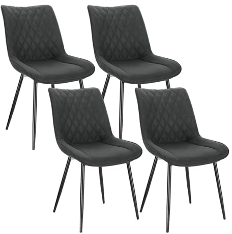 WOLTU Esszimmerstühle 4er Set, Küchenstühle, Wohnzimmerstühle, Polsterstühle mit Rückenlehne, für Esszimmer, Küche, Wohnzimmer, Büro, Sitzfläche aus Stoffbezug, Metallbeine, Anthrazit BH248an-4