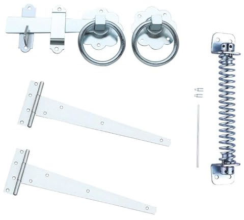 1 PC - Ring Gate Latch - T Hinges - Gate Closing Spring Set - Zinc Plated