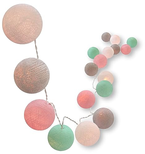 CREATIVECOTTON LED Lichterkette mit Cotton Balls inkl. Timer und Dimmer (20 Kugeln, Butterfly)