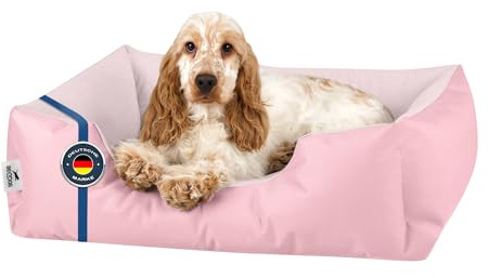 BedDog® Hundsäng Zara, hundsoffa av Cordura, mikrofiber velour, tvättbar hundsäng med kant, hundkudde, fyrkantig inomhus, utomhus, S, PINK-York (rosa)