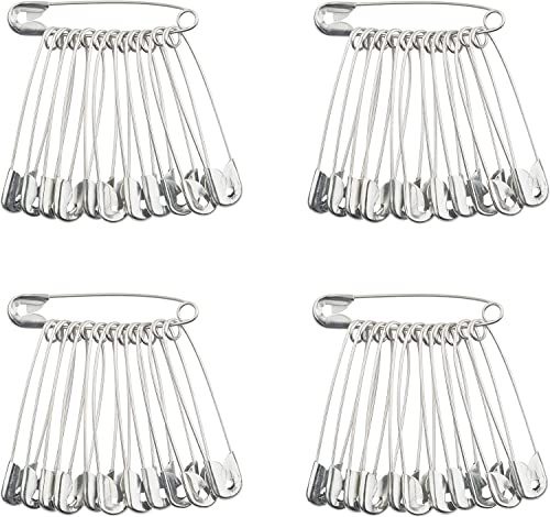 Safety Pins Large 55mm, Pack of 48 - Big Strong Large Safety Pins for Clothes, Crafts, Sewing, Hemming, Dressmaking, Quilting & First Aid Kit - Extra Large Silver Nickel Plated, Running Bibs