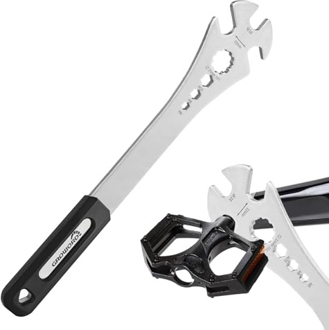4 in 1 Bicycle Bike Pedal Wrench Bicycle Pedal Removal Tool with 320mm Extra Long Handle Multifunctional 15mm 9/16in MTB Pedal Removal Wrench and 6-8-10mm Hexagon Hole for Biking Maintenance & Repair