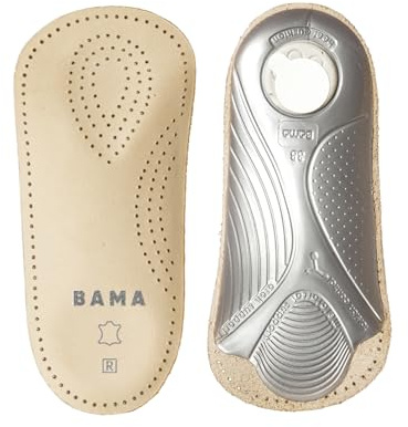 BAMA Plantare a ⅔ in Pelle Premium, Soletta Ortopedica Anatomicamente Sagomata, Realizzata in Vera Pelle, Inserti Antiscivolo, Unisex, Suole Igieniche di Supporto per i Piedi 1 Paio - 39 EUR