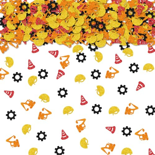 100pcs Construction Confetti, Gold Glitter Excavator Table Confetti for Baby Shower, Excavator Truck Paper Scatters, Construction Birthday/Boys Birthday Party Table Decoration