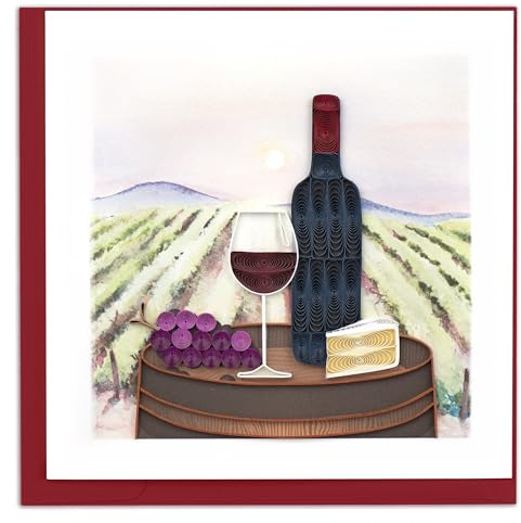 Quilling Card Handmade Quilled Vineyard Greeting Card – 6x6 Inch Blank Card with Envelope – Fair Trade Verified – Unique Paper Art Keepsake for Any Occasion