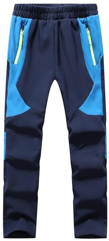 Asfixiado Pantaloni da sci per bambini, imbottiti, impermeabili, termici, per ragazzi e ragazze, invernali, per attività all'aria aperta, blu scuro, 140-152