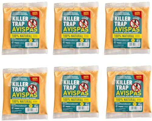 6 Unidades Recambio para Trampa de Avispas 45g - Impex. Cebo atrayente para Utilizar en Las trampas de Avispas. Sin Veneno. 100% Natural.