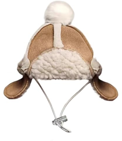 UOSIA Cappello invernale per cani Cappello da aviatore per animali alla moda con fori per le orecchie e fodera in pile Cappelli con pompon per cuccioli carini Berretti caldi