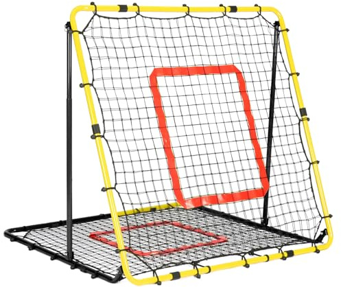 Rete Rimbalzo Calcio Pieghevole, 1.2 x 1.2m Reti da Rimbalzo per Pallavolo, Rete PE a Doppio Strato, Angolo Regolabile, Formazione Sulle Competenze per Calcio, Pallavolo e Pallacanestro