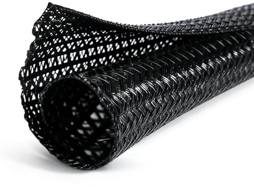 CableGeeker Braided Cable Management Sleeve, 10 ft (120 in), 1/2 in, Black