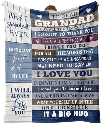 Dozon Grandad Gifts, Grandad Blanket 150x130cm, Grandad Birthday Gifts | Presents for Grandads from Grandchildren on Christmas, Fathers Day, Best Throw Blankets for Grandpa, Grandfather