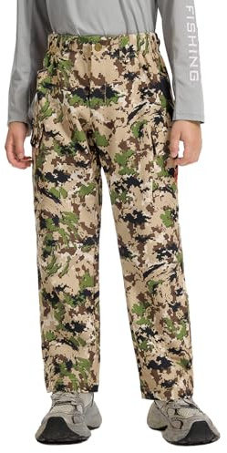 BASSDASH Invis Kid’s Youth Stretch Hunting Pants Water Resistant Breathable Camo Cargo Fishing Pant