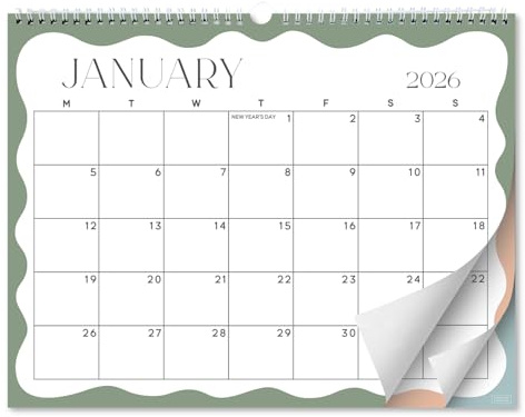 S&O Soft Seasons Wall Calendar from January 2026-June 2027 - Tear-Off Monthly Calendar - 18 Month Academic Wall Planner - Hanging Organizer to Track Anniversaries & Appointments - 13.5x10.5”in