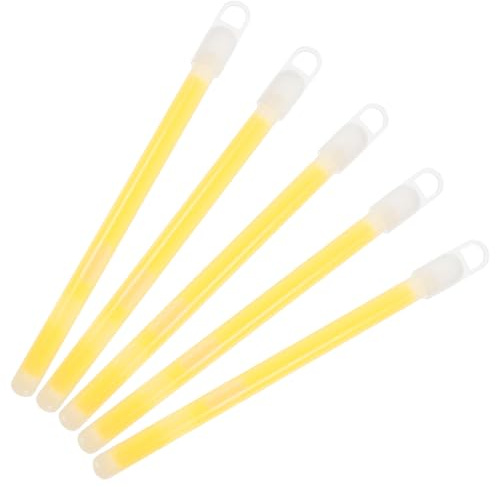 Veemoon Lot de 5 Bâtons Lumineux Jaunes 15 Cm Crochet Bâtons Lumineux de Camping et Randonnée d 39 Extérieur pour Fêtes et Éclairage d 39 Urgence Accessoires Polyvalents pour Loisirs
