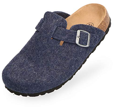 BOnova Zapatillas de estar por casa para hombre y mujer, cómodas pantuflas de fieltro con plantilla anatómica, zapatillas de fieltro antideslizantes con suela de goma, zuecos de corcho premium para