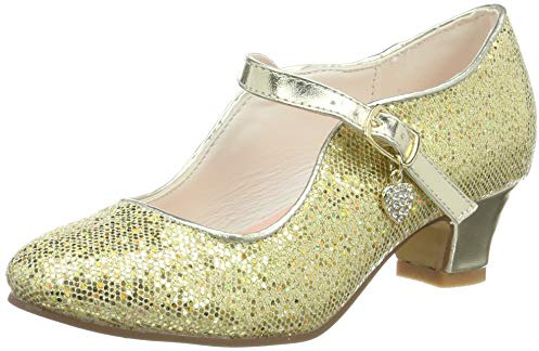 La Senorita Anna Frozen Princess skor guld med litet hjärta spanska flamenco skor, guld, 25 EU