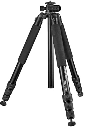 Mantona Kodiak XL - Treppiede per foto in alluminio, portata fino a 18 kg, regolabile in altezza fino a 180 cm, tripod con colonna centrale di 180°, treppiede stabile con accessori versatili