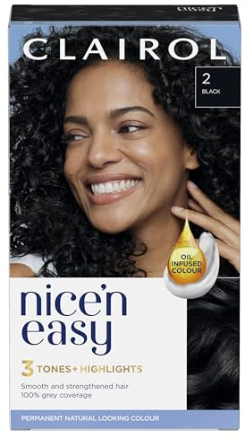Clairol Nice'n Easy Crème Permanent Hair Dye, 2 Black, 240g