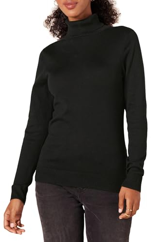 Amazon Essentials Women's Classic-Fit Lightweight Roll Neck Long-Sleeve Jumper (Available in Plus Size), Black, L
