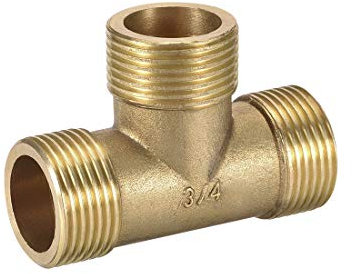 sourcing map Brass Tee Pipe Fitting 3/4BSP Male Thread T Shaped Connector Coupler
