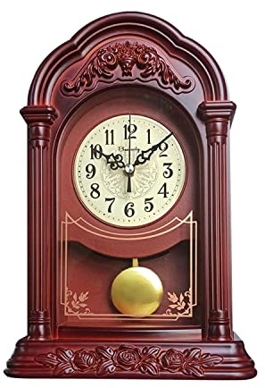 Reloj de mesa vintage, reloj de mesa silencioso decorativo, reloj de chimenea con pilas para decoración de sala de estar, decoración de estante de oficina
