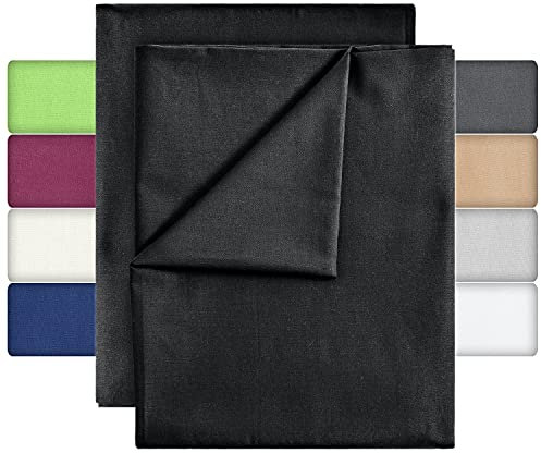 leevitex® Klassische Bettlaken ohne Gummizug | Betttuch | Laken | Leintuch | Haustuch | 100% Baumwolle |Große Auswahl an Farben & Größen | MARKENQUALITÄT (Schwarz, 2er Pack 180 x 275 cm)