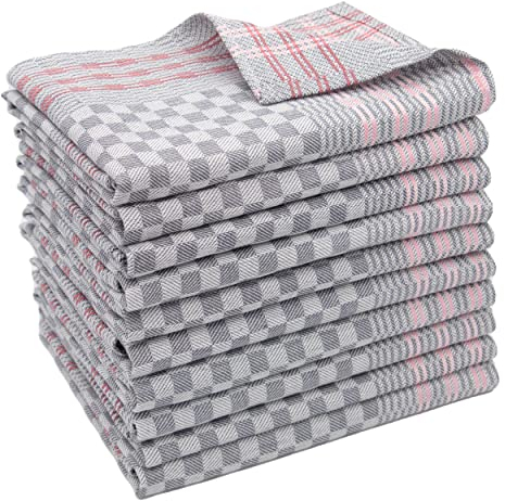ZOLLNER 10er Set Geschirrtücher - Baumwolle in 50x100 cm - langlebige und strapazierfähige Küchentücher - waschbar bis 95°C – in grau kariert - Gastronomiequalität - Oeko Tex® Zertifiziert
