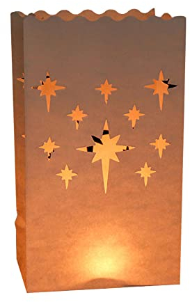 ikasus Lichtertüten Papier,Papier Lichttüten Lampions Feuerfest Papiertüten Teelicht Fireworks Butterfly Pattern Weihnachtsdekorationen Stil,Papier Laterne für Party Tischdeko,Hochzeit,Weihnachten