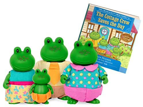 Li'l Woodzeez – The Croakalily Frog Family – Set of 4 Collectible Posable Figures with Storybook – Pretend Play Doll Toys for Imaginative 3+ Years