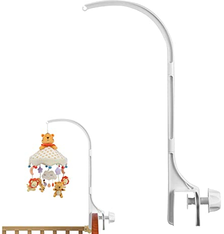 MIVAIUN 24 Zoll Kinderbett Mobile Glockenhalter Halter Arm Halterung DIY Spielzeugdekoration Hängearm Kinderzimmer Dekoration Verstellbare Halterung Babybett Stent Set Keine Spieluhr Enthalten (Weiß)