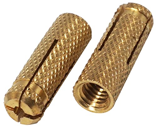 SKIR'CO (50 Stück) Messing Drop in Anker M5 x 20 mm Bolzenhülse Spreizwand Dübel Mauerwerk Betonanker