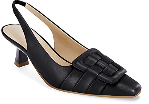 Womens Low Kitten Heel Sling Back Heels Dress Shoes Elegant Slingback Pumps Closed Toe Comfortable Party Sandals