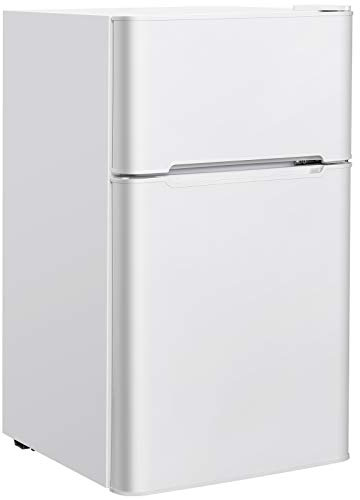 RELAX4LIFE Minikühlschrank 90L, Kühlschrank mit 27L Gefrierfach, Gefrierschrank mit Temperaturregelung, Kühl-Gefrier-Kombination mit Türablage & Höhenverstellbaren Füßen (Weiß)