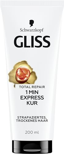Gliss Cure intensive Total Repair de 1 minute (200 ml) - Cure capillaire à la kératine liquide pour cheveux secs et abîmés - Efficace dès 1 minute