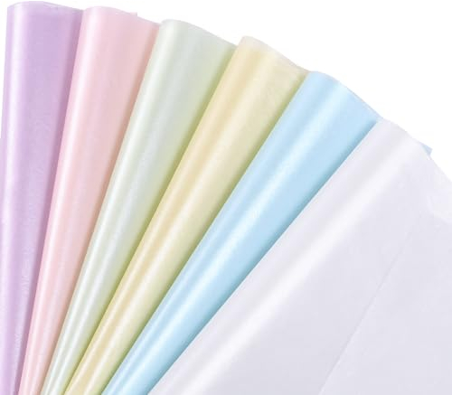 Kesote Geschenkpapier 60 Seidenpapier Verpackungsmaterial 50 x 35 cm Origami Papier 6 Farbe Metallic Transparentpapier Bastelpapier Transparent Packpapier Basteln Hochzeit Geschenk Deko Weihnachten