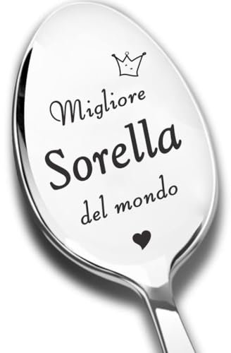 Regali per Ragazza/Donne In Acciaio Inox Cucchiaio Da Tè Inciso con Migliore Sorella del Mondo Cibo Dessert Cucchiaio Da Caffè, Regalo per Sorella Best Friend Bestie Classmate