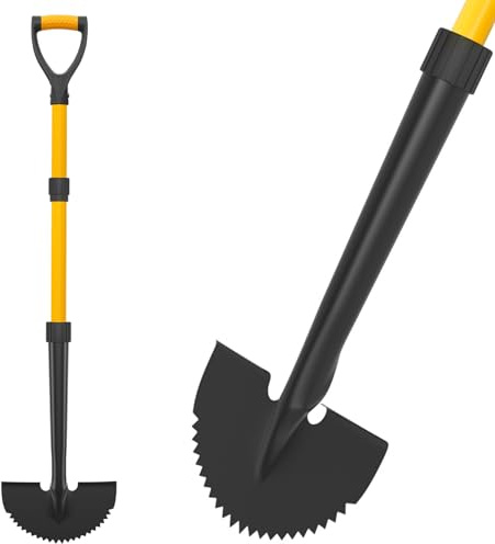 COSITA Edger Lawn Tool, 41-inch Manual Lawn Edger for Grass, Half Moon Hand Edger Tool with D-Grip, Metal Saw Tooth Garden Edger with Long Handle for Sidewalk, Yard