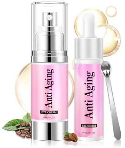5% Koffein Augencreme Augenserum Kit 60ml unter Augencreme Anti-Aging für dunkle Kreise und Falten Retinol Augenserum & Augenroller